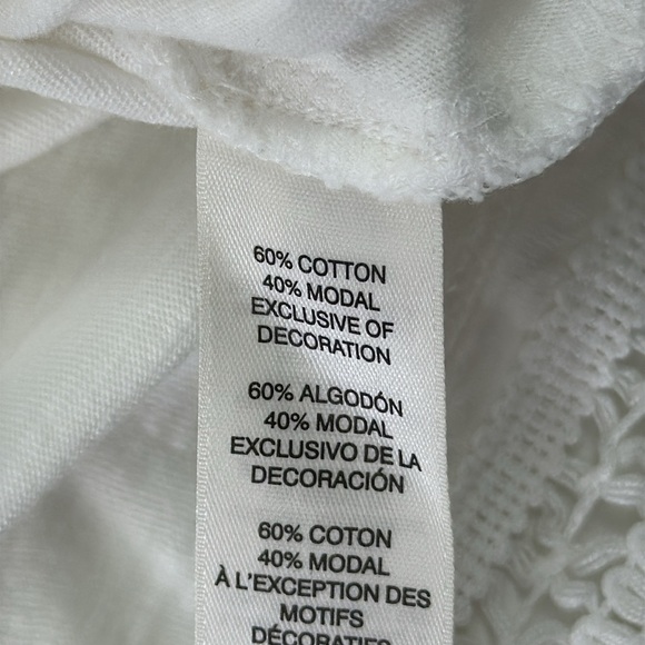 Chico's White Ruffled Short Sleeve Tee with Fringe - Picture 4 of 10